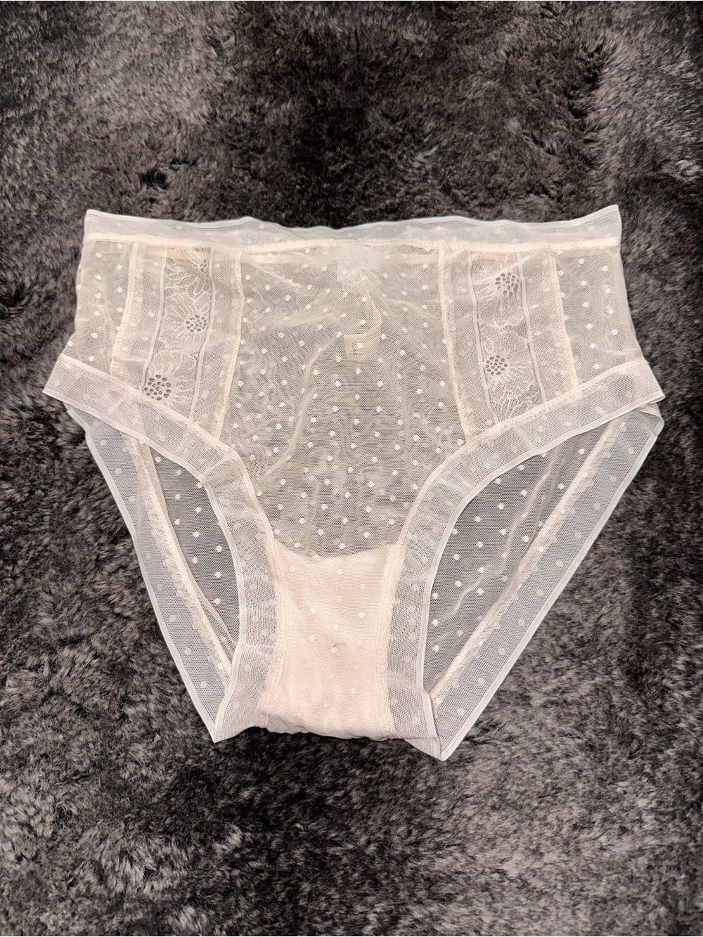 NWT Aerie Baby Pink Peach Polka Dot Micro Mesh High Waisted Cheeky Panty Sz M